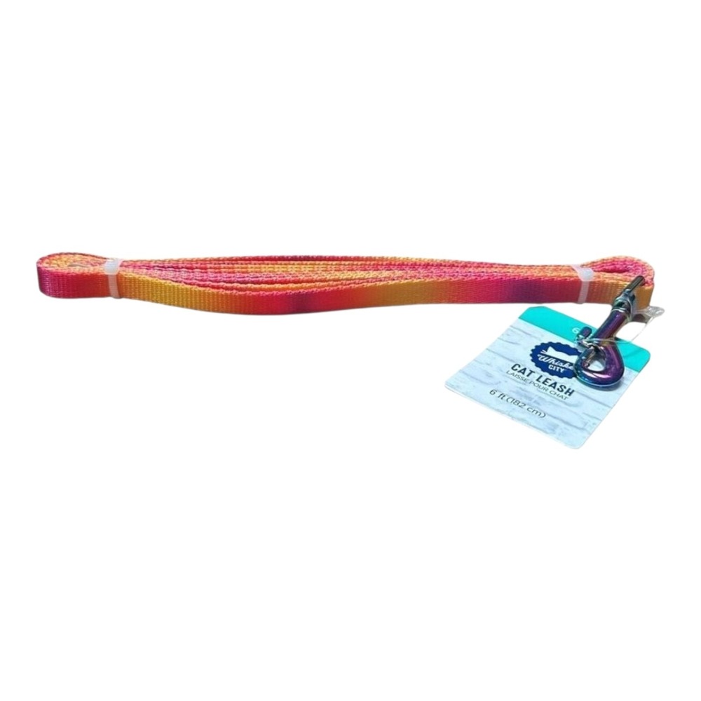 Whisker City Cat Leash 6 Ft Rainbow Gradient Durable Nylon Walking Lead (NWT)